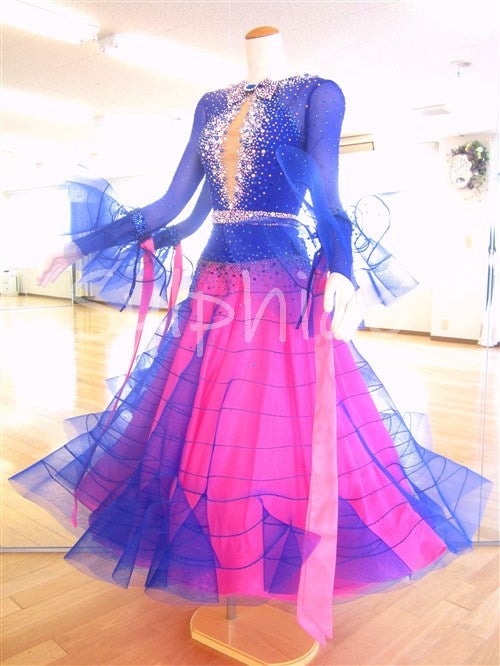 社交ダンス 海外製 水色と紫のグラデーションドレス | nate-hospital.com